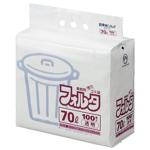 日本サニパック　業務用ゴミ袋 70L F-7C 透明 100枚×4冊