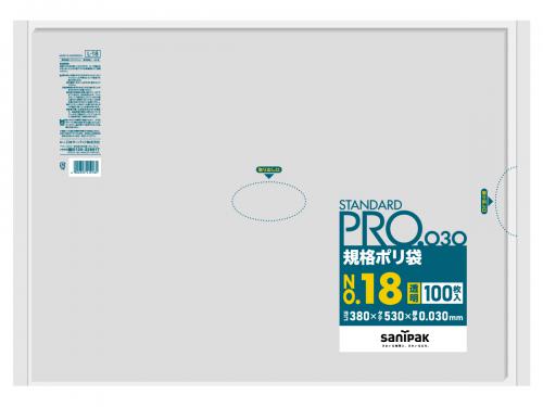 日本サニパック　規格ポリ袋 L-18 透明 100枚×15冊