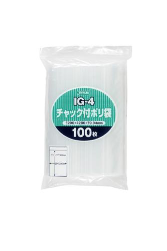 ジャパックス　チャック付ポリ袋 IG-4 透明 100枚×25冊入