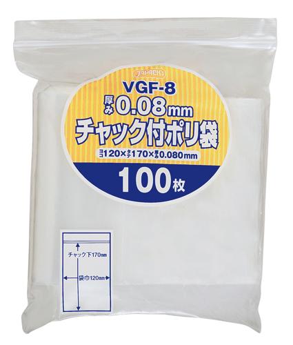 ジャパックス　チャック付ポリ袋 VGF-8 透明 100枚×30冊入