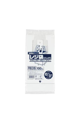 ジャパックス　レジ袋シリーズ  関東6号/関西20号 RE06 乳白 100枚×20冊×4箱入