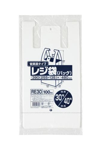 ジャパックス　レジ袋シリーズ 関東30号/関西40号 RE30 乳白 100枚×10冊×3箱入