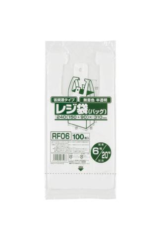 ジャパックス　レジ袋シリーズ 関東6号/関西20号 RF06 半透明 100枚×20冊×4箱入